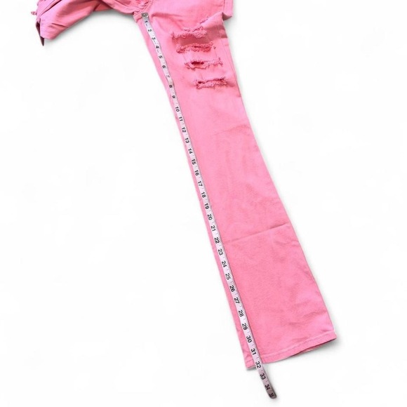 Y2K Pink Low Rise Ripped Flare Jeans - Picture 8 of 8